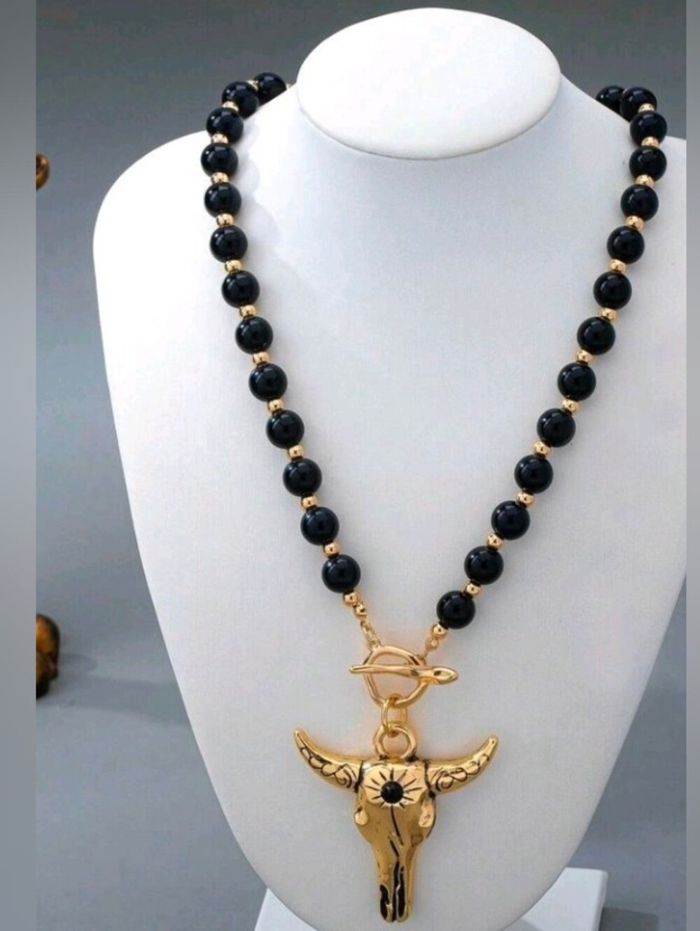 Bull Skull Pendant Necklace & Earrings